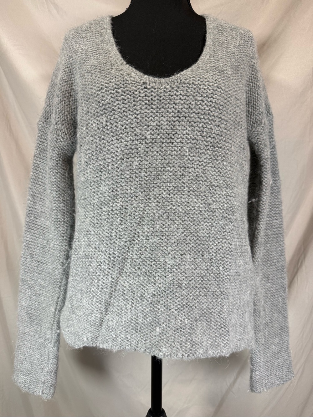 Helmut Lang Alpaca Merino Wool Knit Sweater- Gray- Small